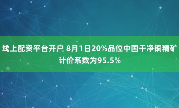 线上配资平台开户 8月1日20%品位中国干净铜精矿计价系数为95.5%